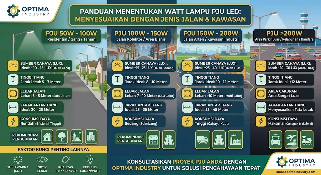 Cara Menentukan Watt Lampu PJU LED untuk Jalan dan Kawasan