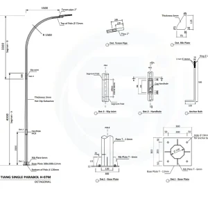 Tiang PJU Oktagonal 7 Meter
