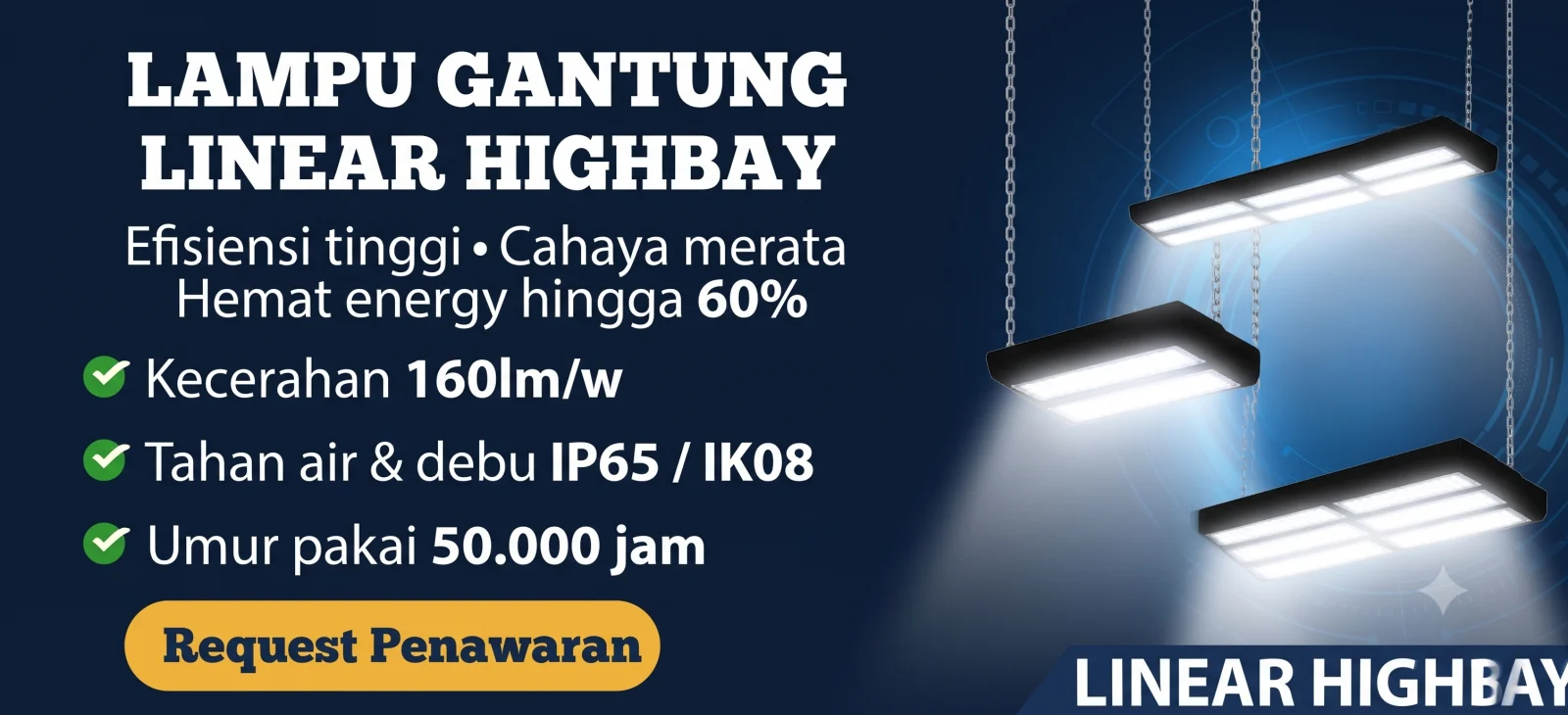 Lampu Linear High Bay LED - Optima Store