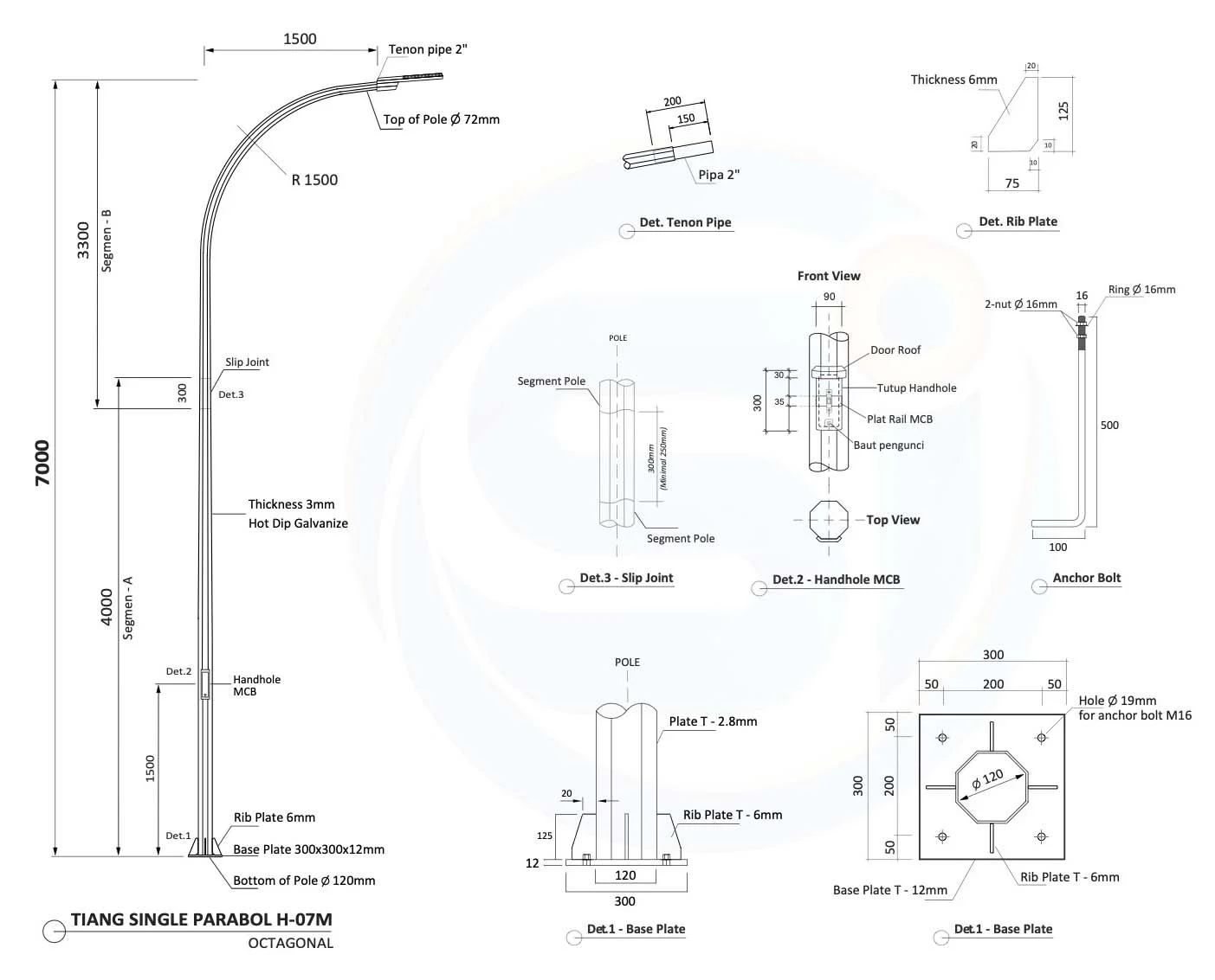 Tiang PJU 7 Meter