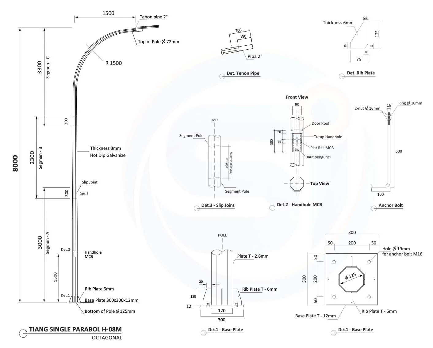 Tiang PJU 8 Meter