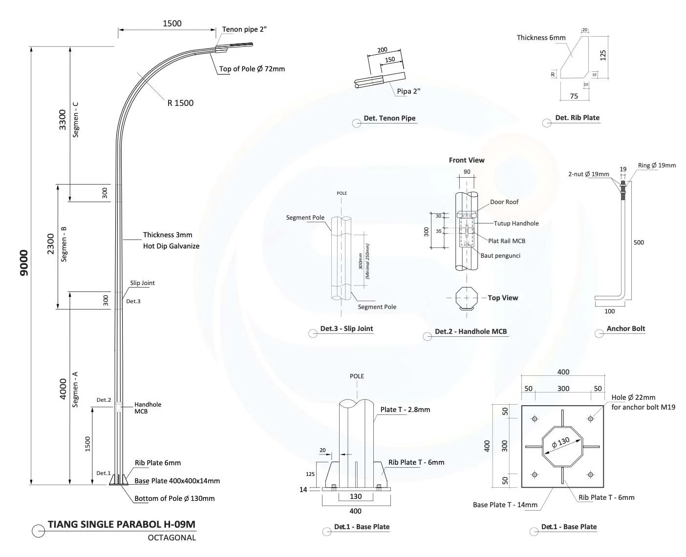 Tiang PJU 9 Meter