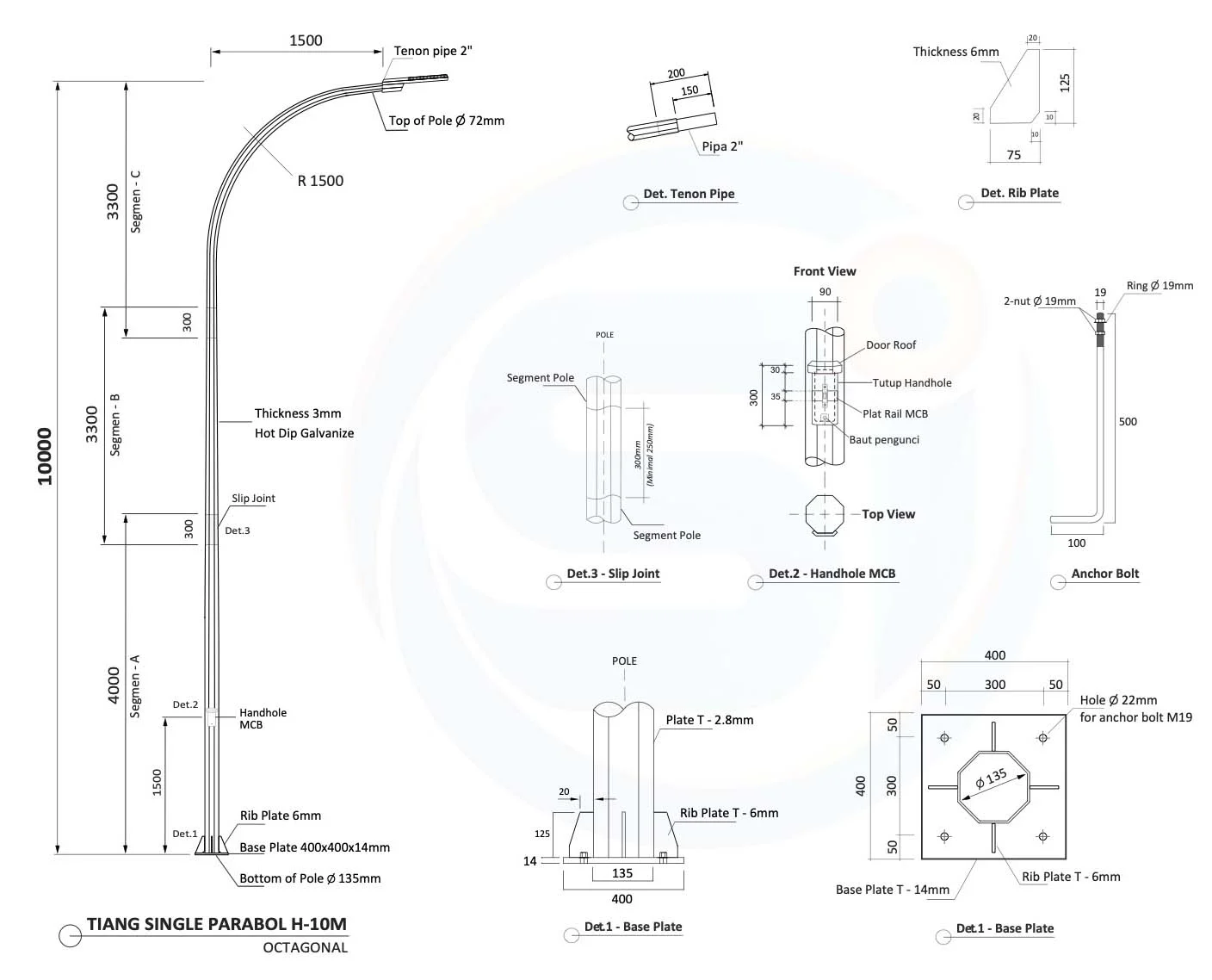 Tiang PJU 10 Meter