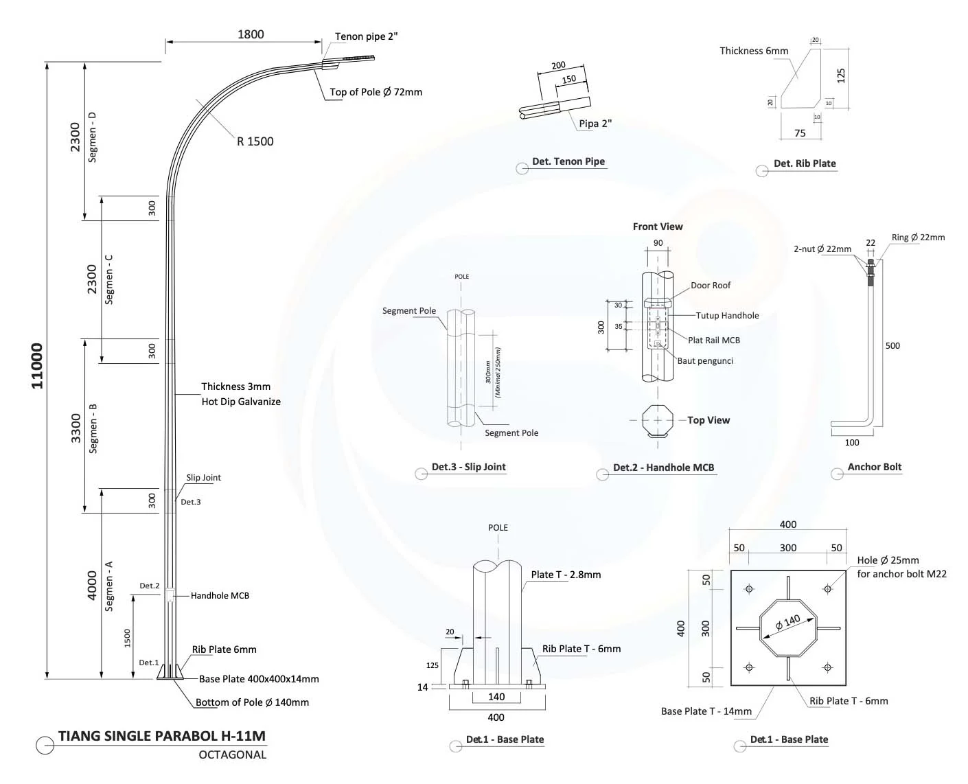 Tiang PJU 11 Meter