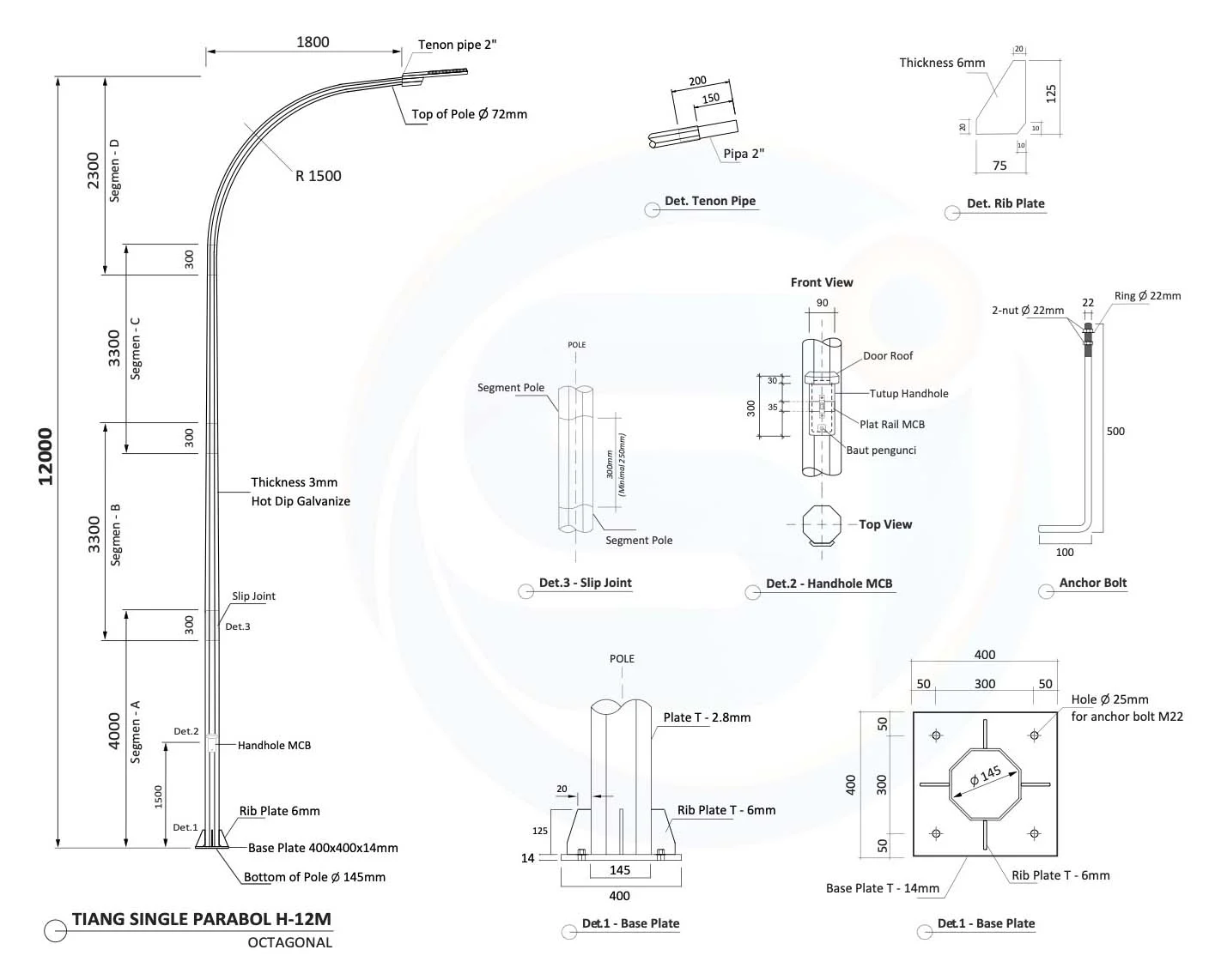 Tiang PJU 12 Meter