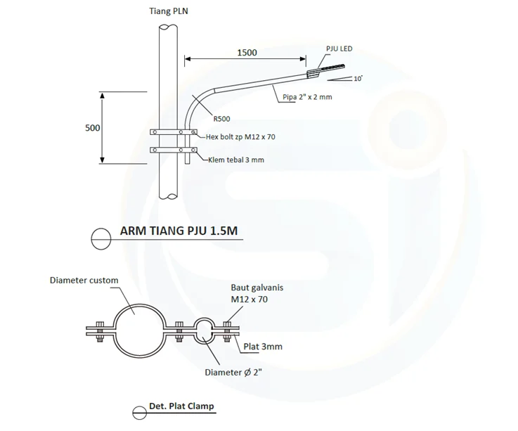 Stang Ornamen PJU 1.5 Meter