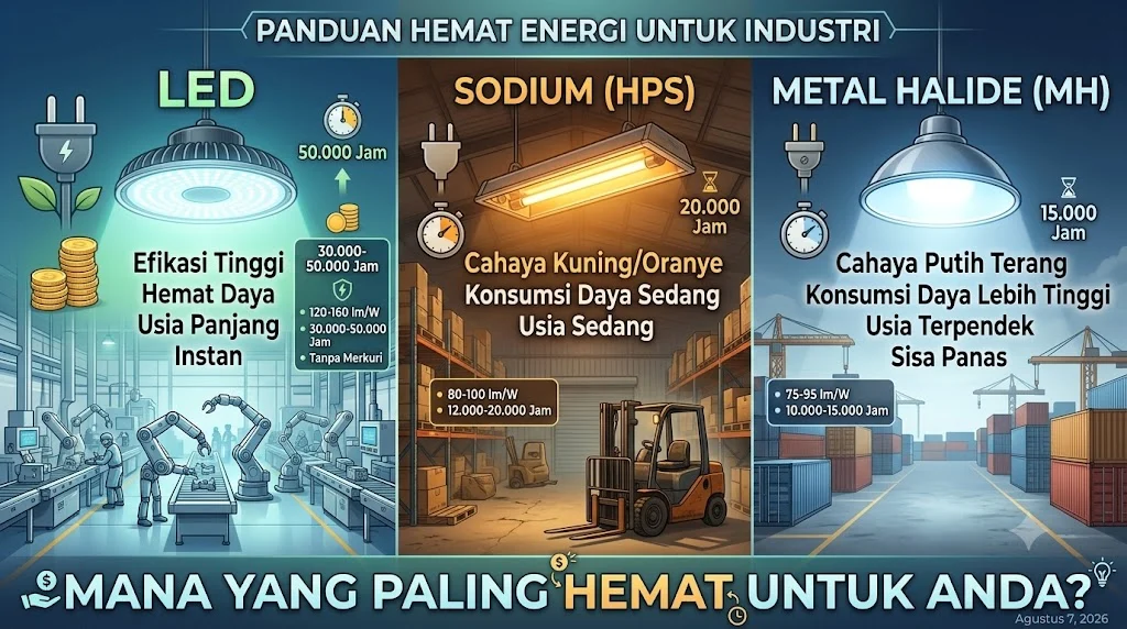 Lampu LED vs Sodium vs Metal Hali